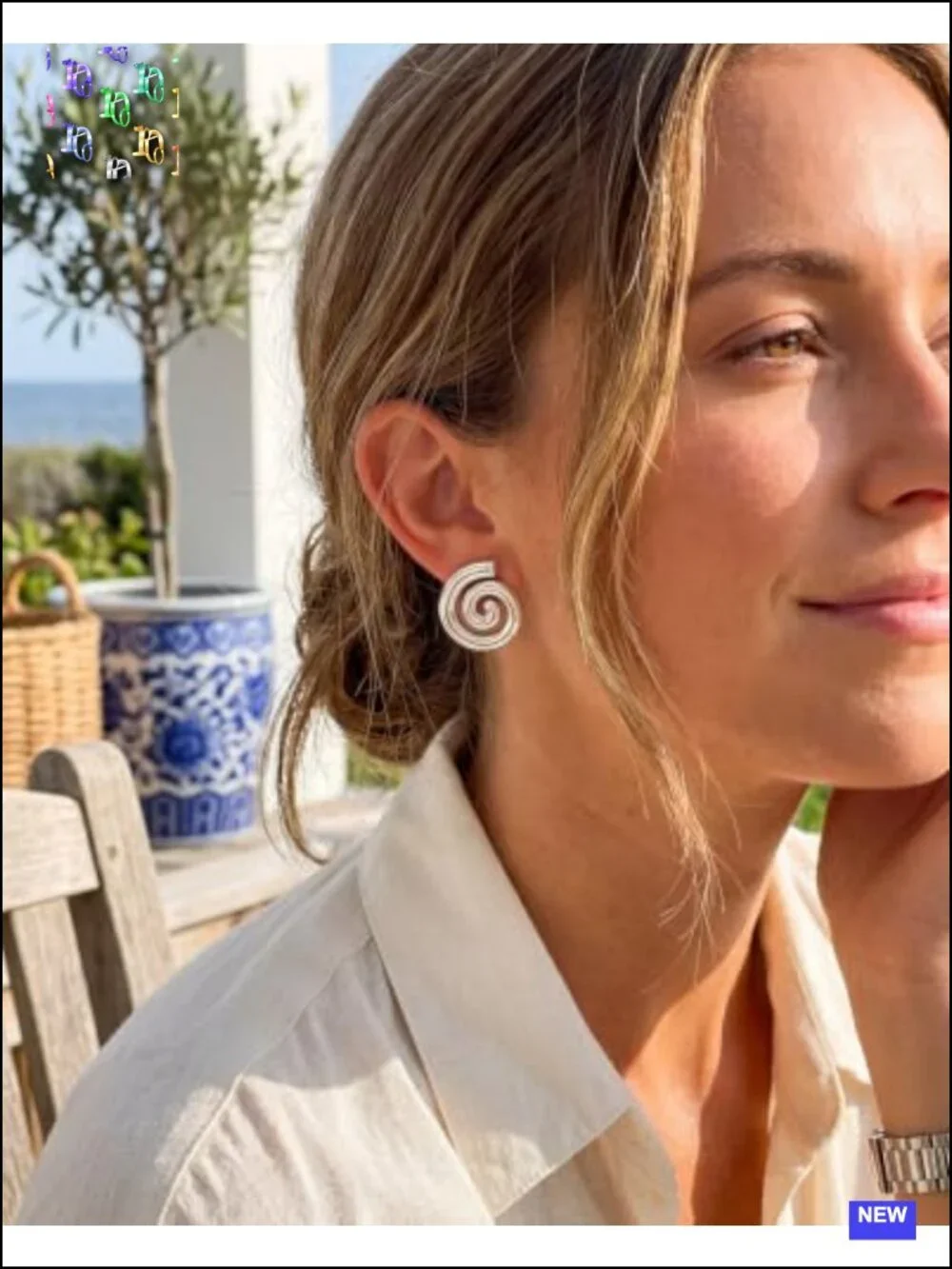 Chunky Gold Plated Statement Drop Stud Earrings Geometric Spiral Hypoallergenic